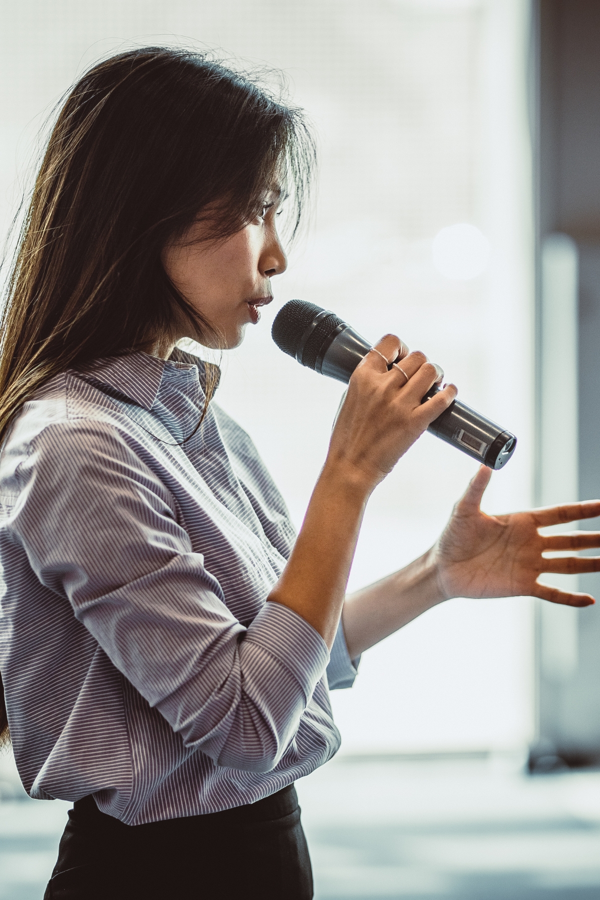 woman speaker on stage